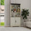 Armoire de rangement autoportante avec tablettes réglables et portes de grange-498331075