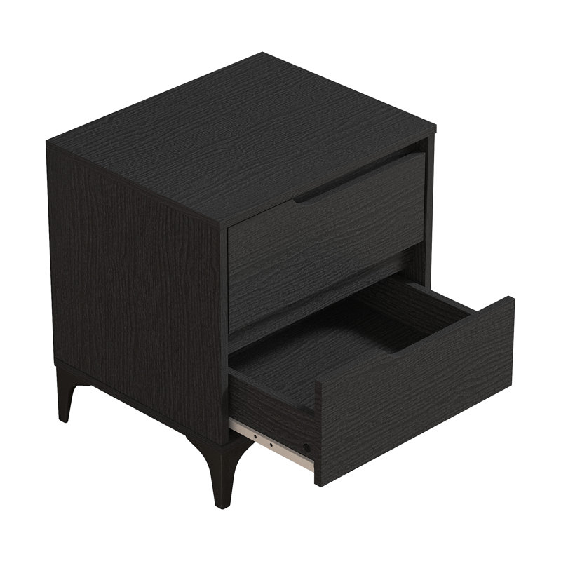 Norcross 20" 2 Drawer Nightstand, Black