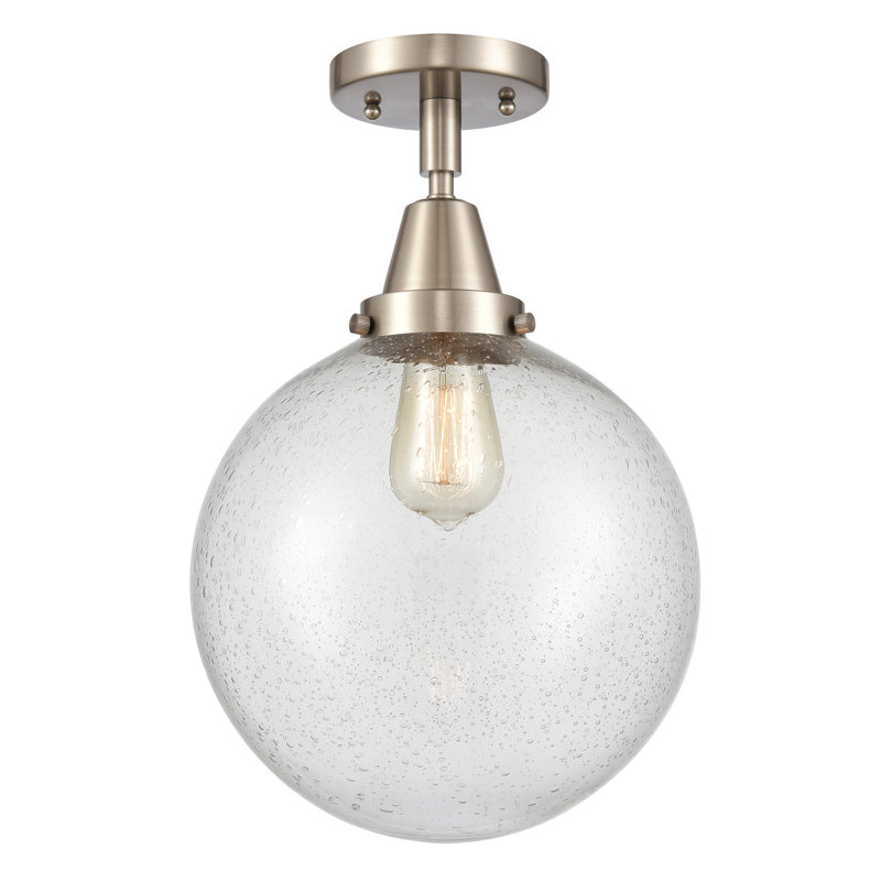 Plafonnier encastré en verre Amede, Grainé, H 12,5 po x l 10 po x P 10 po, Nickel satiné brossé