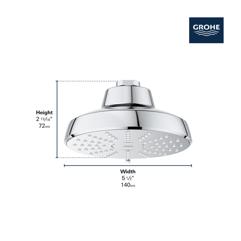 Tempesta 140 avec pommeau de douche rond multijets AquaBooster 1,75 GPM (6,6 L/min), Chrome chrome