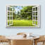 Fenêtre de paysage «Spring Green Garden Backyard Art, Serene Calm Natural Landscape Wall Images, Large Encadré, Impression Giclée Sur Toile»-98449005