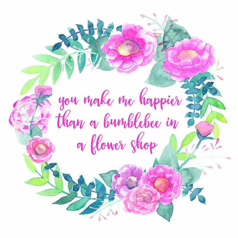 Bumblebee Flower Shop Flowers - Art textuel sur toile tendue, H 12 po x l 12 po