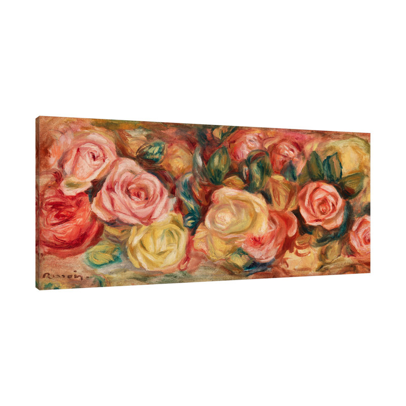 Roses par Pierre-Auguste Renoir - reproduction d'art sur toile tendue, H 24 po x l 48 po x P 1,5 po