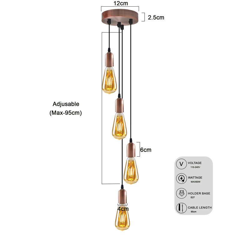 Amrane - Light Copper Cluster Pendant, Yes, 4