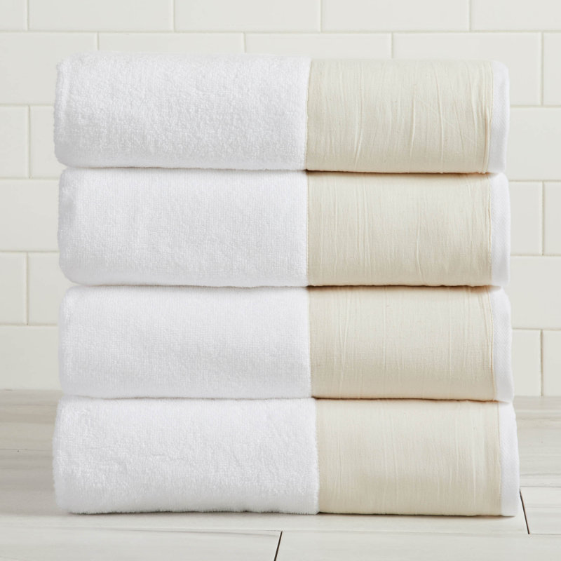 Ensemble de serviettes de bain 100% coton, Serviettes de bain - paquet de 4, Blanc