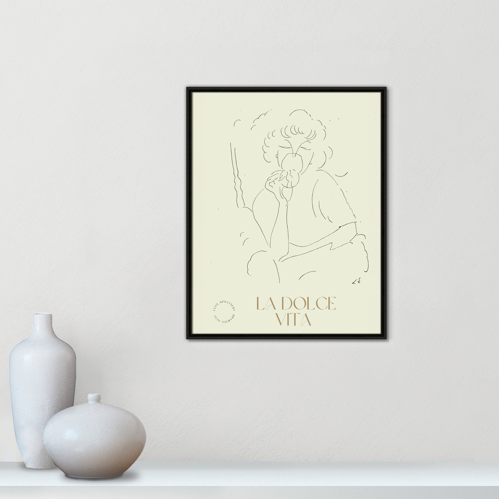 Dottie "La Dolce Vita" Print, 29.5" H x 23.5" W, Espresso