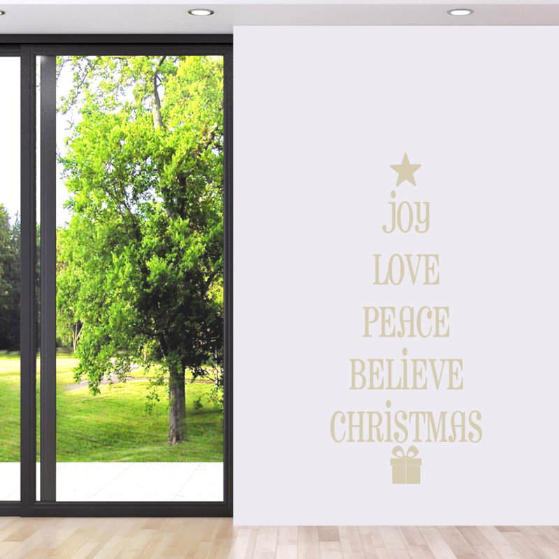 Décalcomanie murale mots d’arbre de noël Bethea, Beige clair