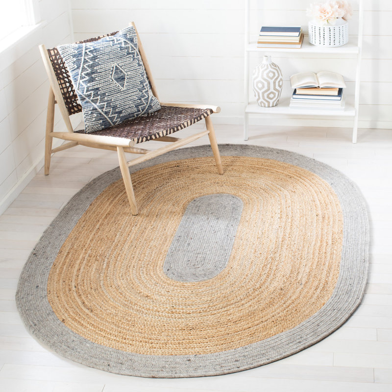 Tapis en jute / laine / coton tissé à la main Manning, Ovale 4 pi x 6 pi