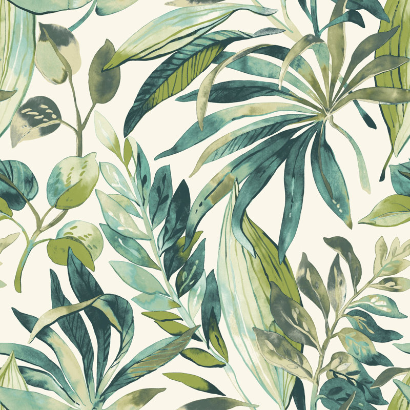 Karuna Collection All-Over Palm Leaf Wallpaper Roll, Green