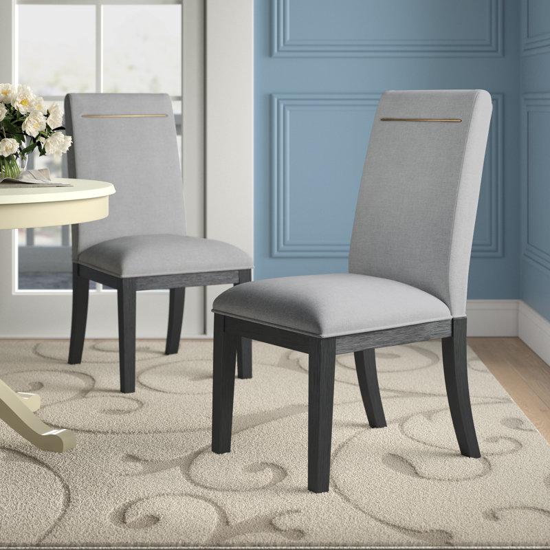 Donny 18'' H Upholstered Acacia Side Chair, Gray