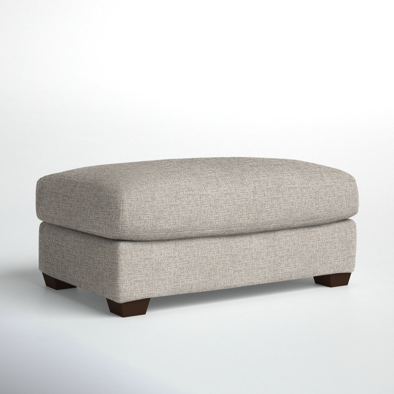 Rhodes Upholstered Ottoman, Drusky Ivory Sustain® Basketweave