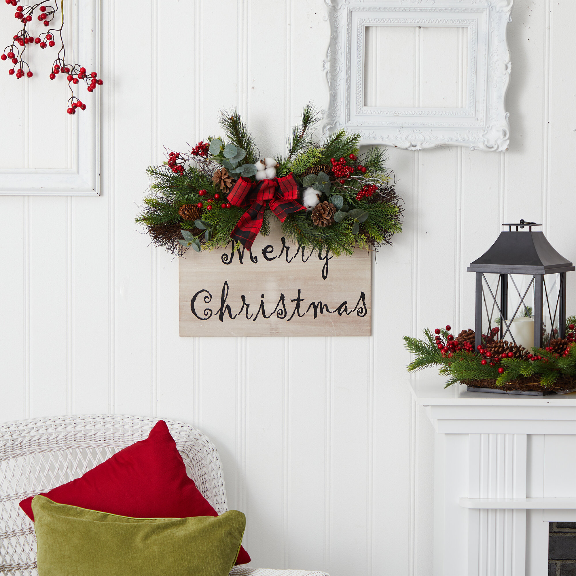 Merry Christmas Greenery II The Holiday Aisle Size: 12 W x 12 H