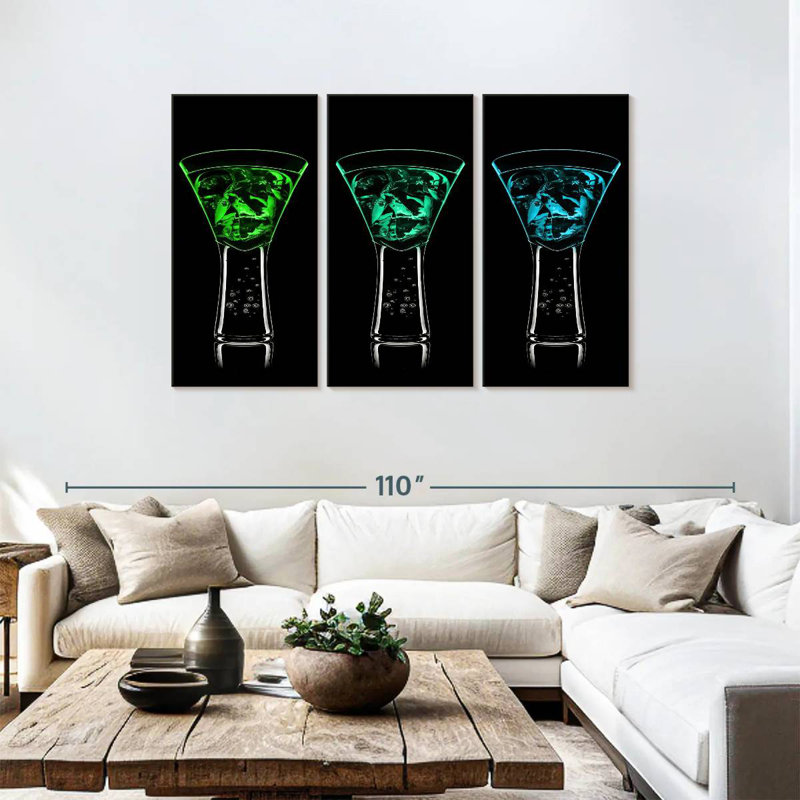 Yarlin Blue Green Cocktails, 48" H x 74" W