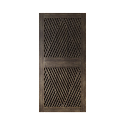 Homacer 84" High Diamond Design Ebony Finished & Unassembled Pine Wood Barn Door (Interior Use Only)
