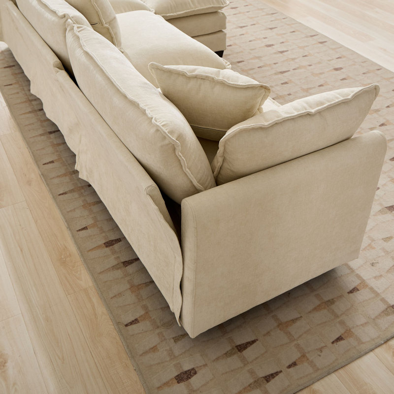 Très grand canapé modulaire Schmucker, Beige, H 33 po x l 113,8 po x P 35 po