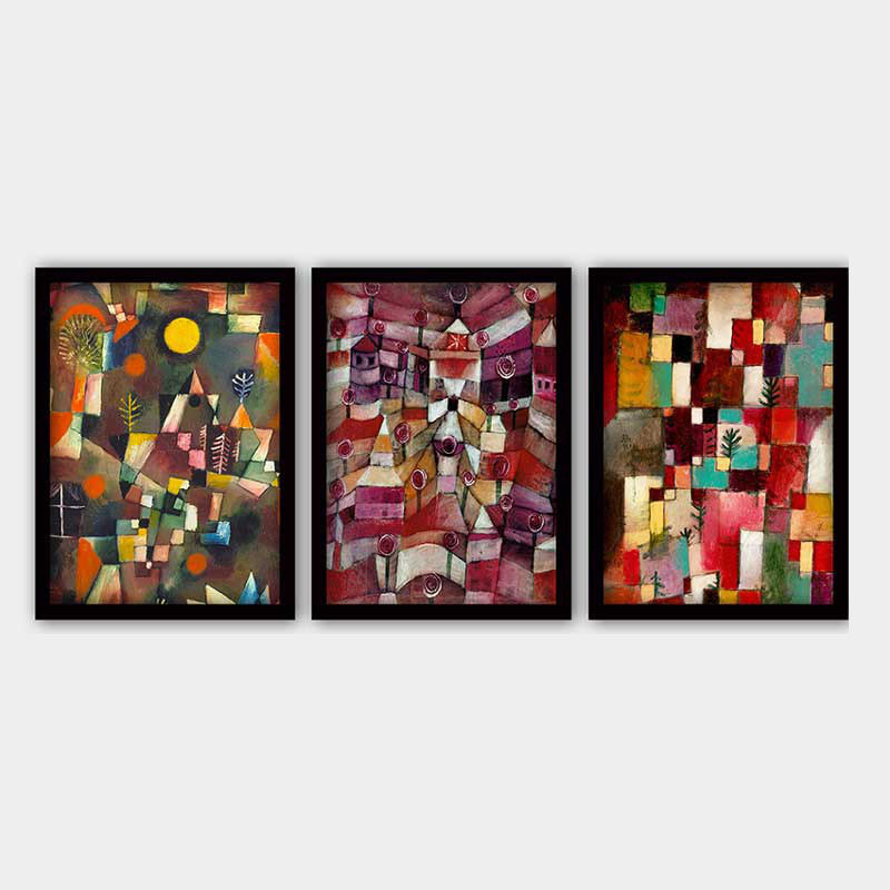 Stunning Decorative Framed Painting Set (3 Pieces), 21.7 x 29.5 Inches Each | 100% Wooden Frame with 0.8 Inch Polystyrene | UV Digital Printing | Perfect for Living Room, Office & Gallery Wall Decor