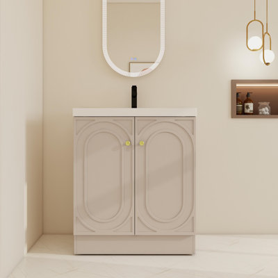30" Freestanding Single Bathroom Vanity Set with Resin Sink