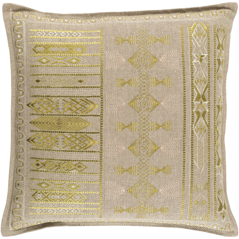 Jizera Geometric Throw Pillow, 22" x 22", Green, Pillow Cover Only