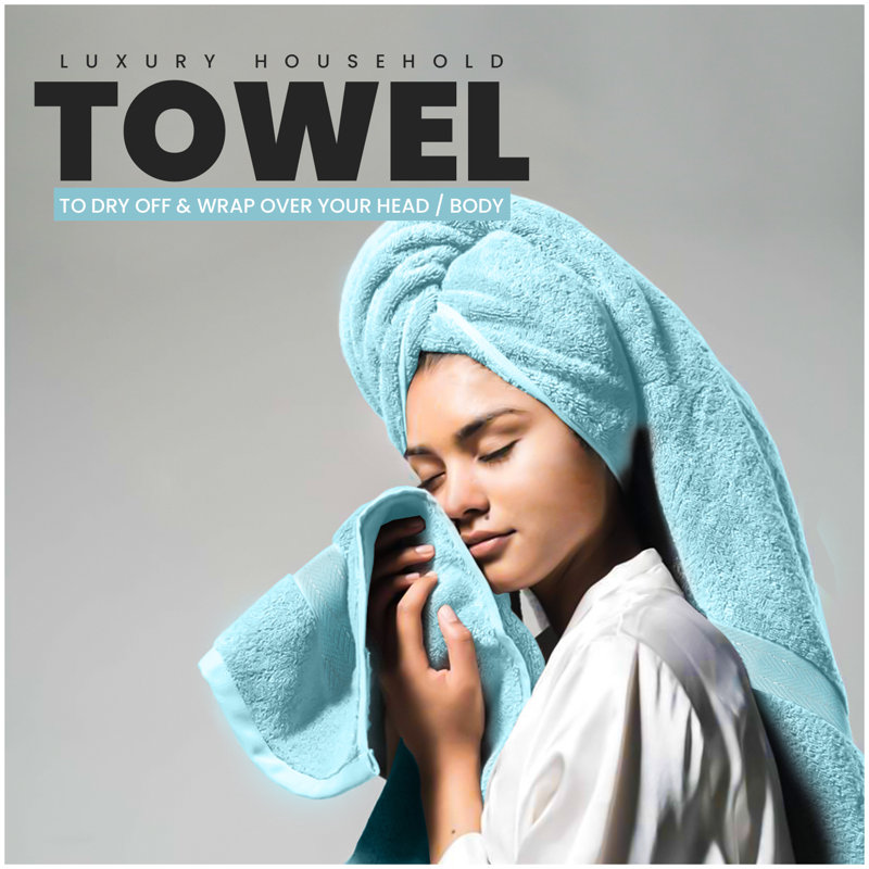 Premium 10-Piece Cotton Towel Bale Set, Soft, Durable & Highly Absorbent – 4 Face, 4 Hand & 2 Bath Towels, Family Pack, Aqua