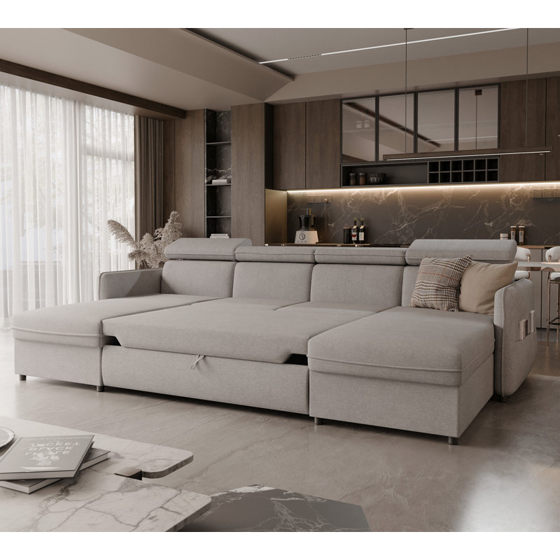 5 Seater Sofa Bed, Light Grey