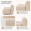 Fauteuil rembourré en chenille beige doux pour la peau, doté d'un siège large et profond et d'une conception douce et non structurée - un fauteuil à une place idéal pour se détendre et lire à la maison.