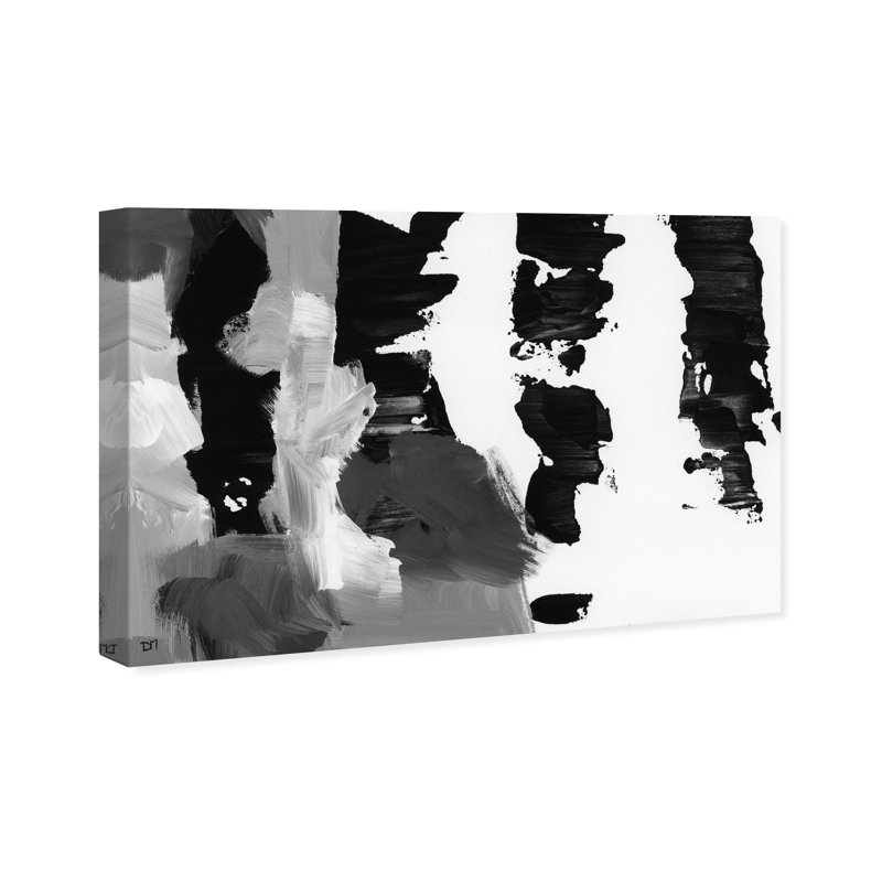 «Pronto Black and White», peinture sur toile, H 16 po x l 24 po, Toile tendue