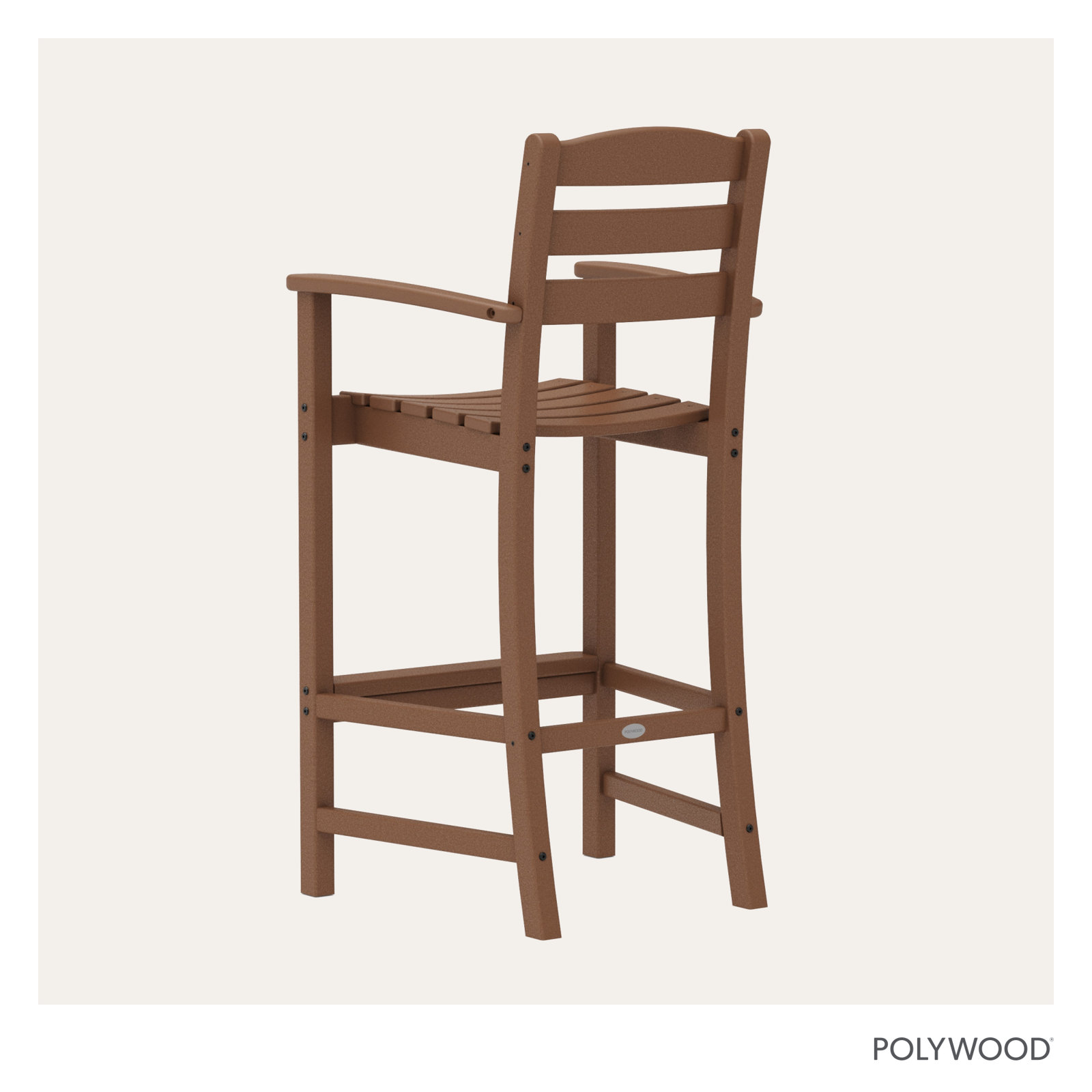 POLYWOOD® La Casa Café Arm Patio Bar Stool, Teak, Bar Stool (30.13" Seat Height)