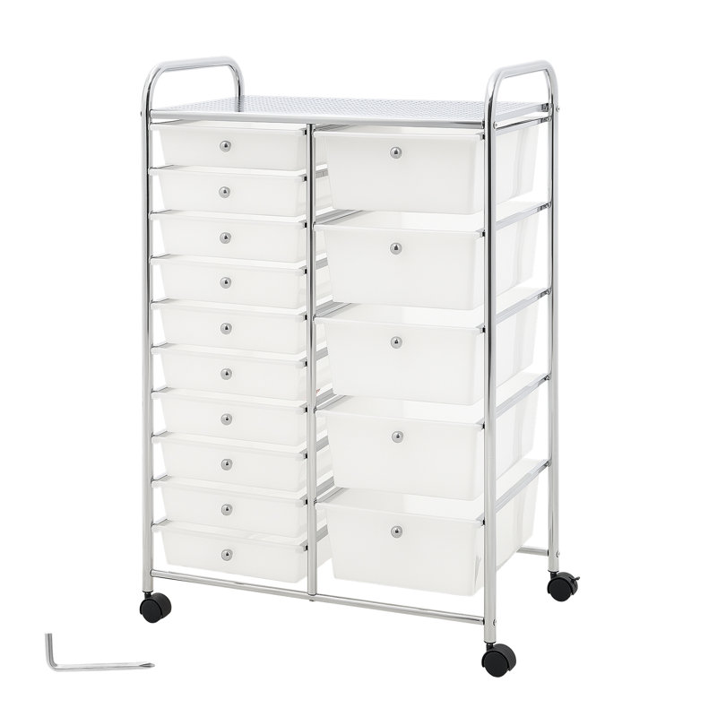 Utility Cart with Wheels, 96.5cm H x 63.5cm W x 39cm D, Chrome