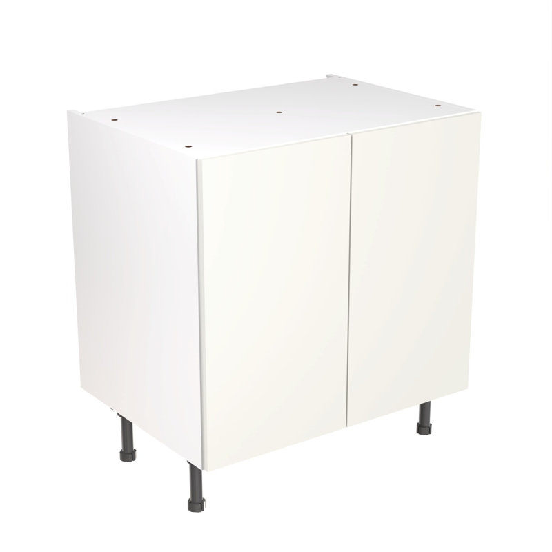 KitchenKit Flatpack Slab Matt Base Unit, 87cm H x 80cm W x 57cm D, White