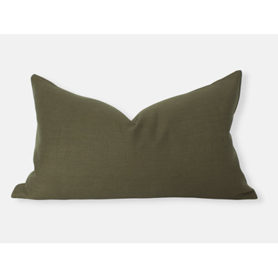 Olive Green Linen Pillow Cover, Dark Olive Throw Pillow