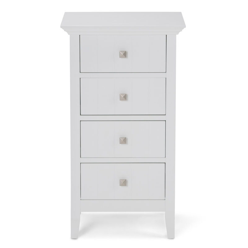 Acadian 18"W 4-Drawer Contemporary Floor Bathroom Storage Cabinet with Metal Drawer Glides, Pure White