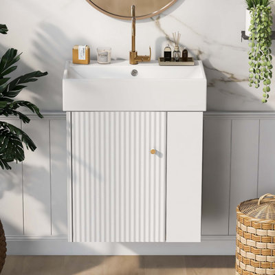 Meuble-lavabo simple 21,6 po avec plateau en céramique Karlien