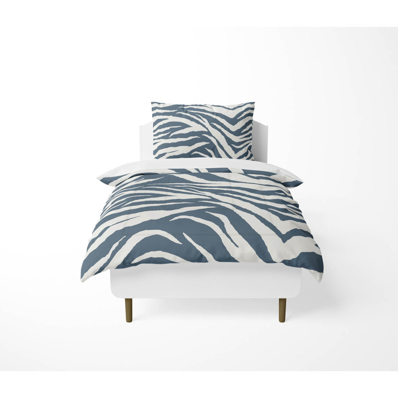 Zebra Patch Comforter Set, Blue