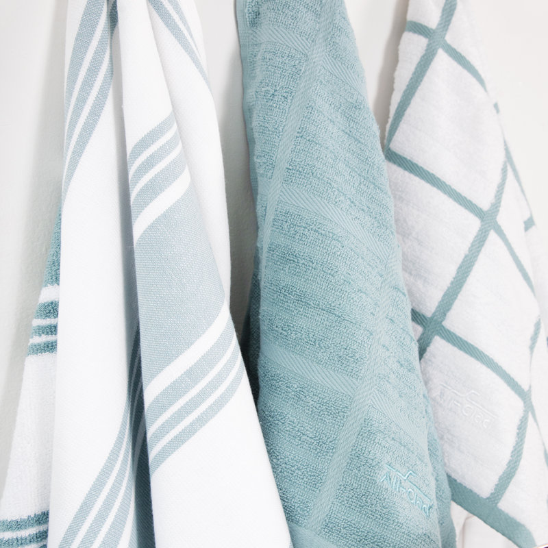 Rainfall Blue and White Kitchen Towel and Mitt Set