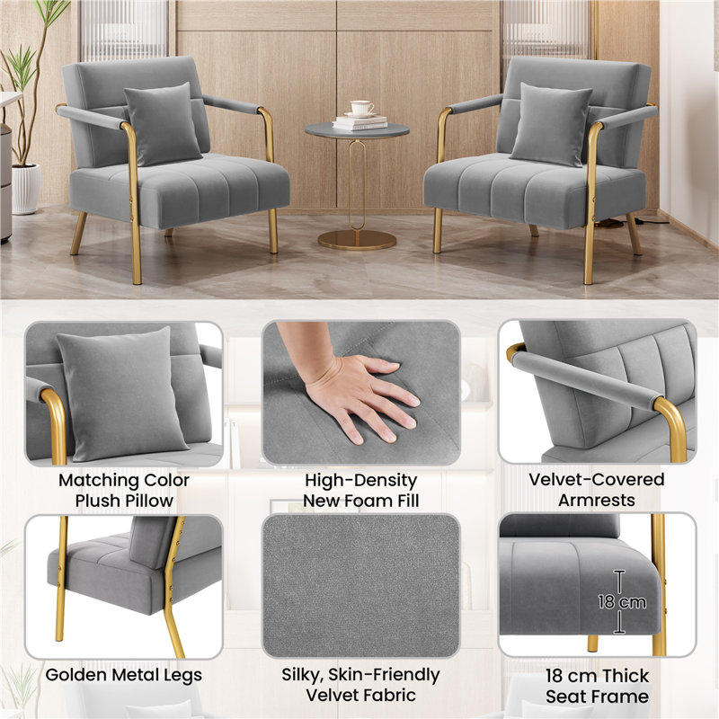 Upholstered Armchair, Light Grey