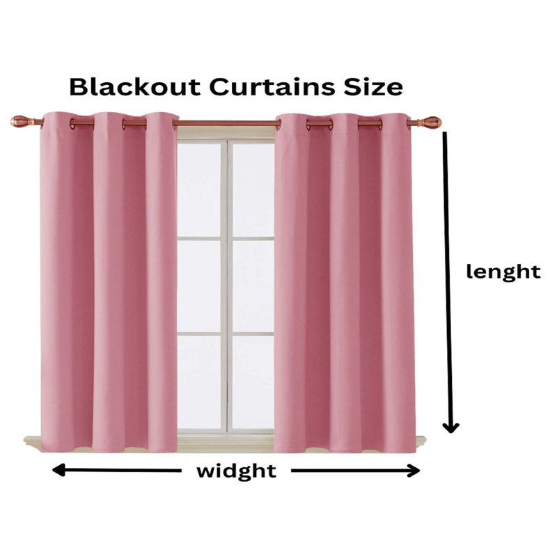 Jeffro Pair Eyelet Blackout Curtains, Pink, 167.64cm Width x 182.88cm Drop