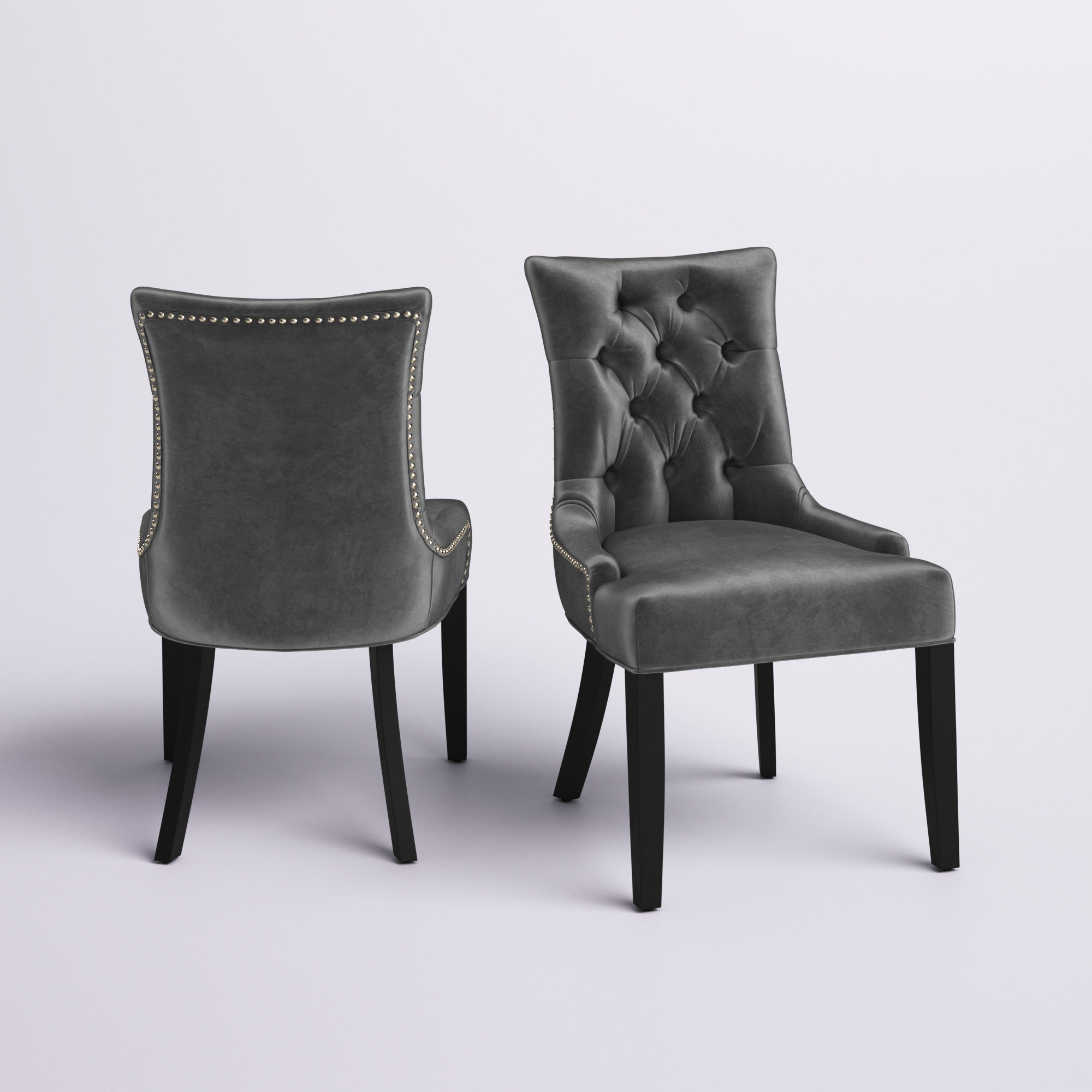 Grey velvet 2024 chair with knocker