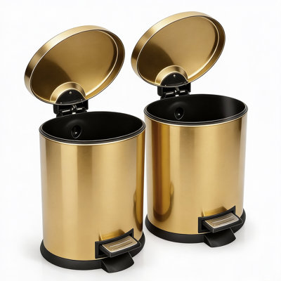 Ensemble de 2 poubelles ovales en acier inoxydable 2 pièces 2 pièces - Système de poubelle double élégant pour le tri des déchets de cuisine et de salle de bain | Conception résistante aux odeurs et facile à nettoyer