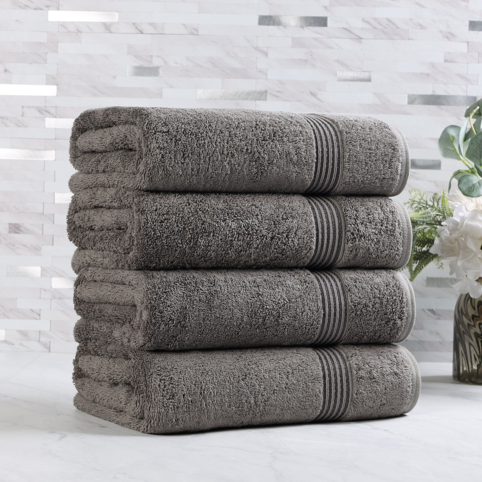 Oleg Heritage Egyptian Cotton Soft Absorbent Luxury Bath Towel, Charcoal