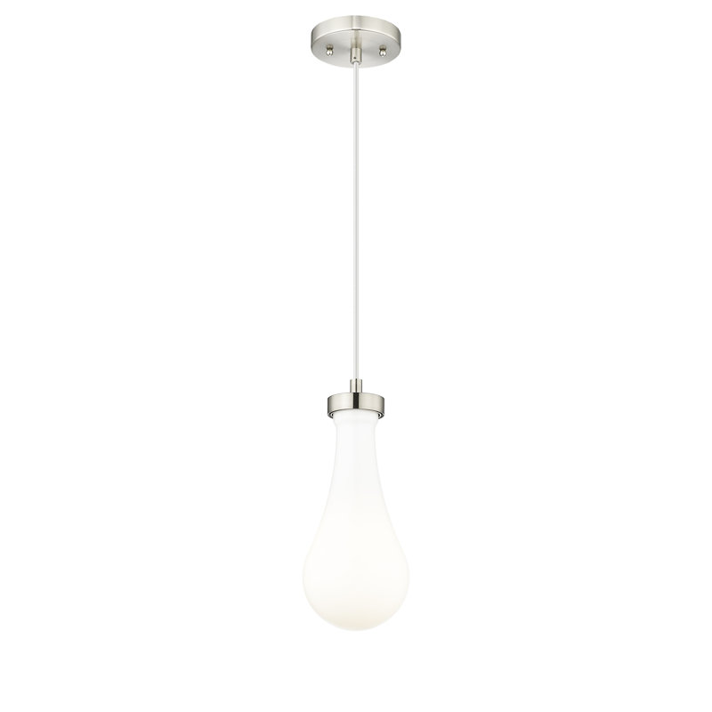 Luminaire suspendu 5 lumières Owego, Nickel satiné, Blanc brillant, H 12,13 po x l 5,13 po x P 5,13 po