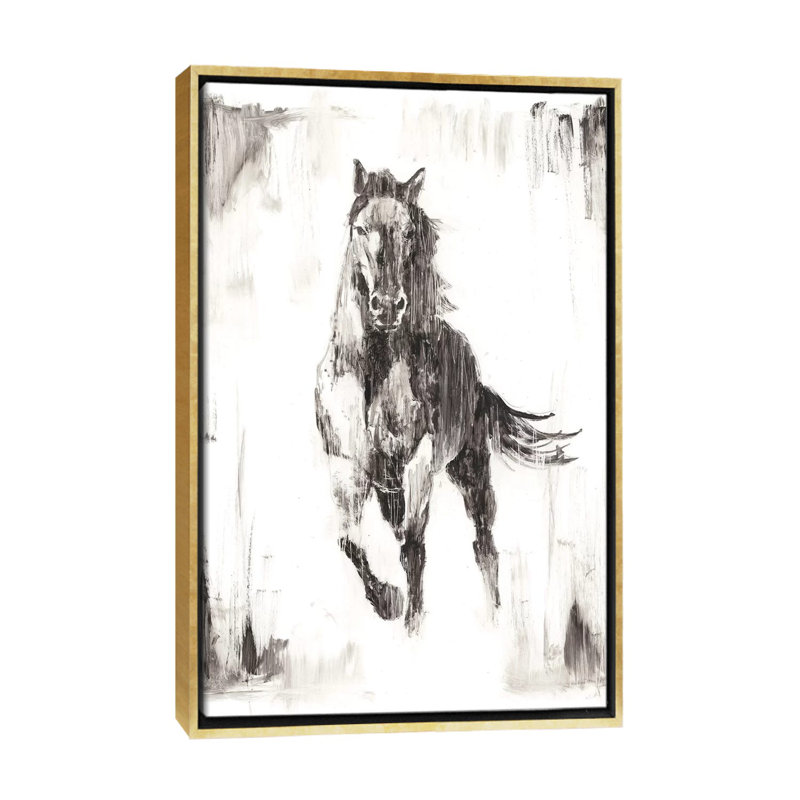 « Rustic Black Stallion II » par Ethan Harper, reproduction d’art sur toile, H 48 po x l 32 po x P 1,5 po, Pas de tapis