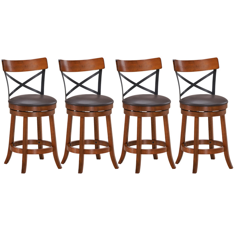 Laclair Swivel Upholstered Counter Stool with Solid Wood Frame, Counter Stool (25” Seat Height), 4