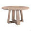 Table de salle à manger, ronde, acacia massif, 4 places, gris clair