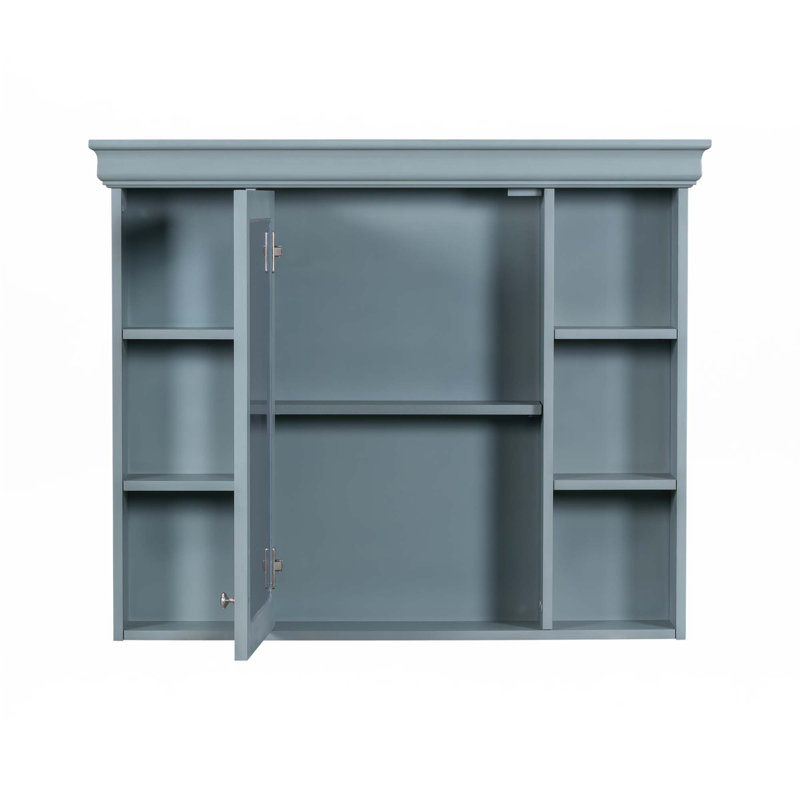 Armoire de rangement murale avec porte miroir, Bleu
