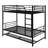 A Metal Bunk Bed With Twin Beds, Equipped With Built-In Shelves And Safety Rails-1558920218