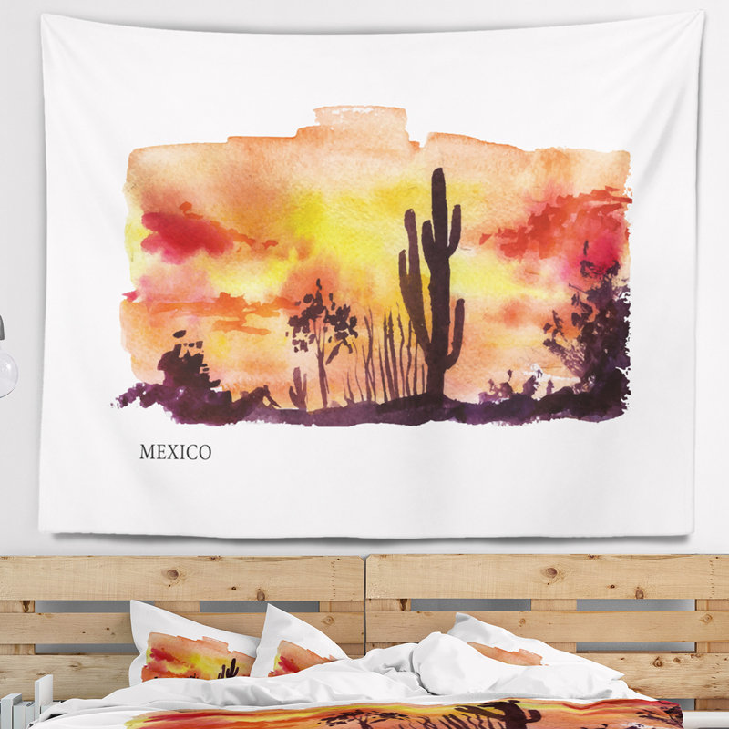 Tapisserie d'illustration vectorielle mexico cityscape, H 32 po x l 39 po