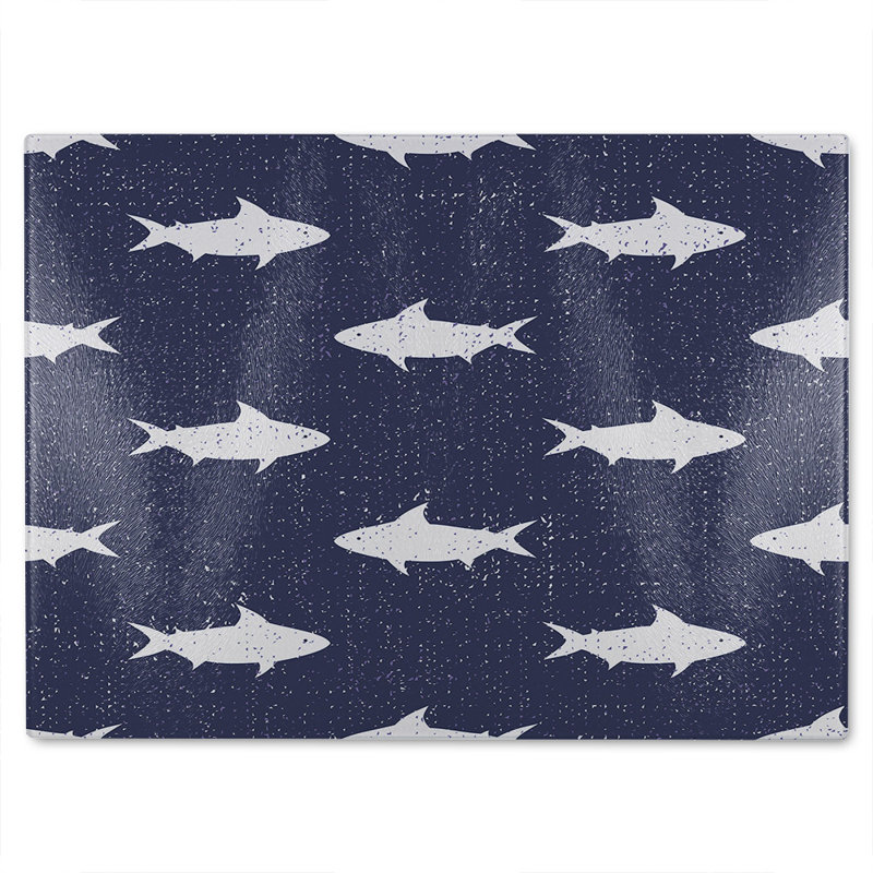 Fish Glass Chopping Board, 40cm L x 28cm W
