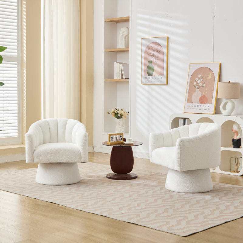 Fauteuil demi-tonneau pivotant, Blanc