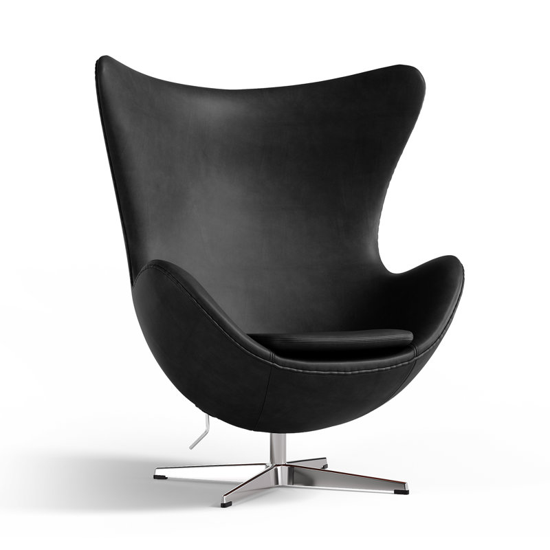 Fauteuil d'appoint 35,4 po Finola, Cuir véritable noir