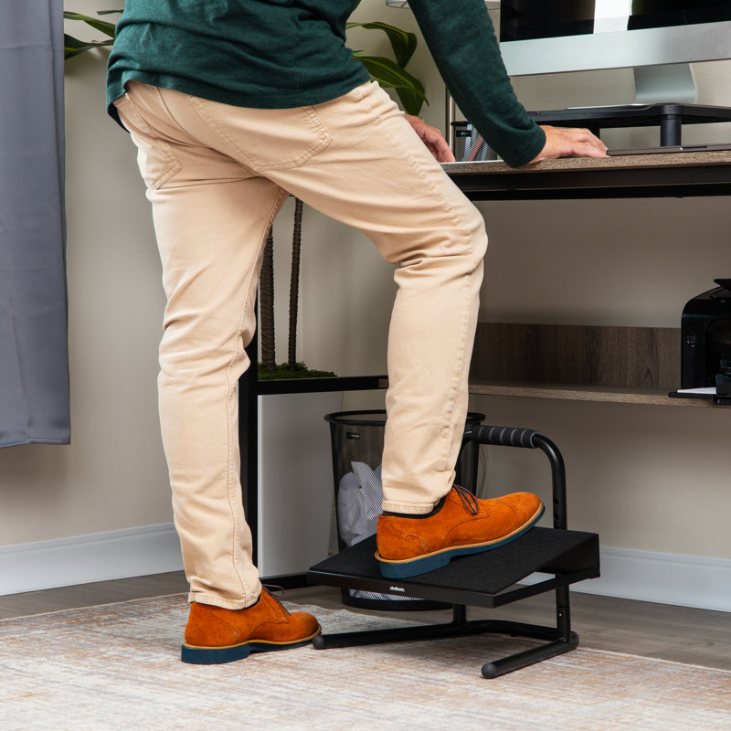Mind Reader Foot Rest, Under Desk at Work, Ergonomic, Height Adjustable, Office, Metal, 15"L x 14.25"W x 14.5"H